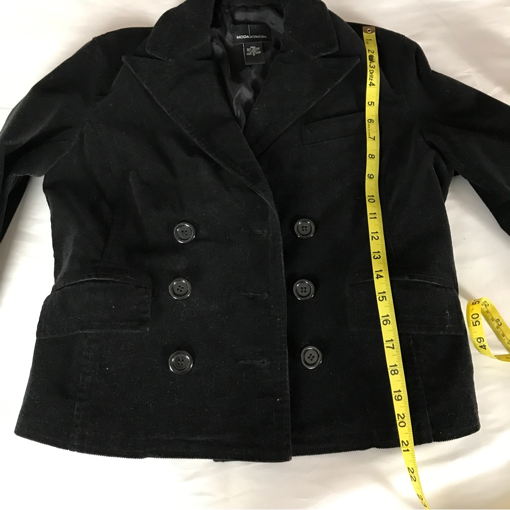 Nw0t Corduroy Elbow Patch Blazer Moda International Double Breasted Coat Vs — image 7 of 8